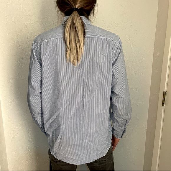 Old Navy Blue and White Striped Button-Down Shirt - Picture 3 of 4